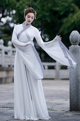 White Simple Chinese Style Sweet Hanfu Dress - Product - 5