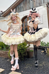 [Goodnight Alice] Sleeveless Ruffled Bow Lace-Up Sweet Lolita Jsk Dress 3 Colors - Product - 12