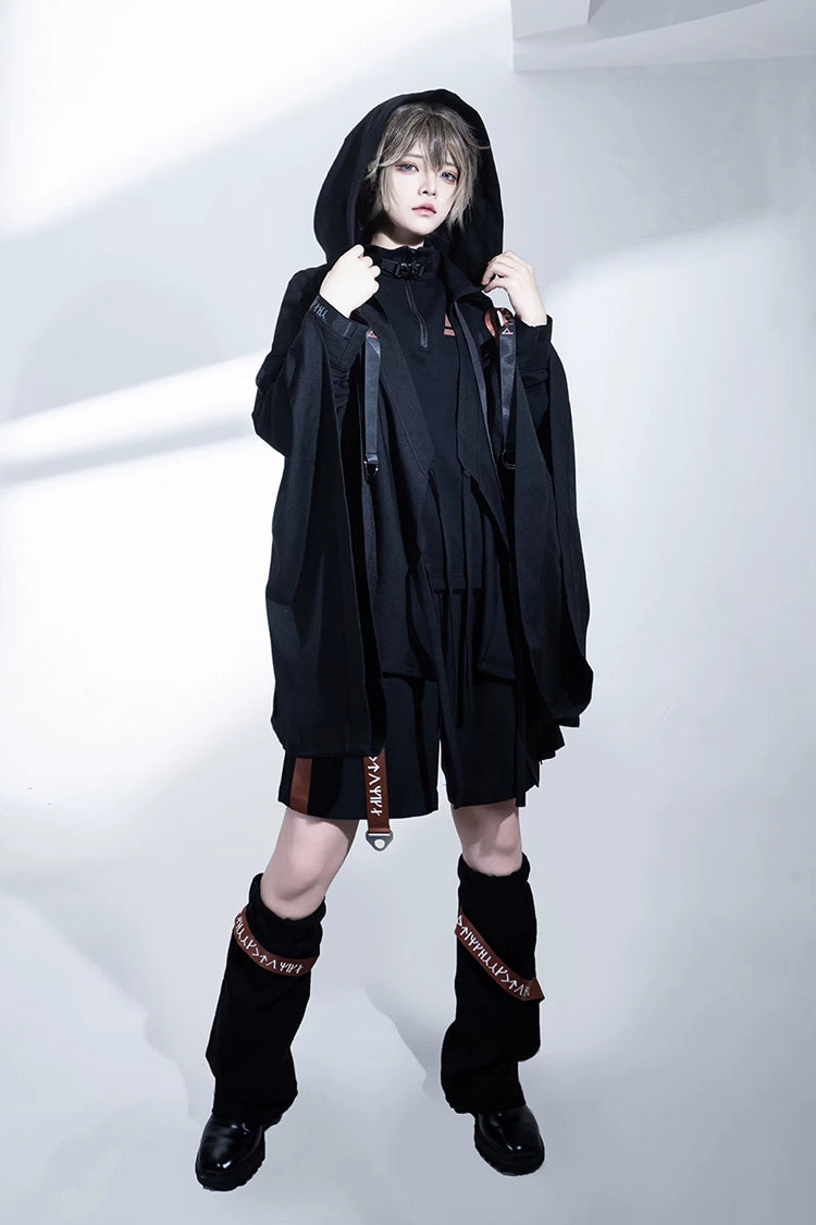 Black [Nameless Blade] Stand Collar Long Sleeves Gothic Prince Ouji Lolita Shorts Set - Product - 5