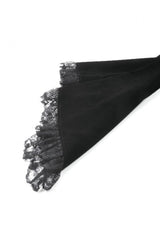 Black Ruffled Lace Long Trumpet Sleeves Floral Sheer Mesh Spliced Velvet Women's Gothic Cape - Product - 19