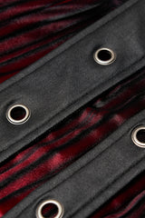 Black/Red Metal Nails Metal Chain Decoration Gradient Women's Steampunk Skirt - Product - 5