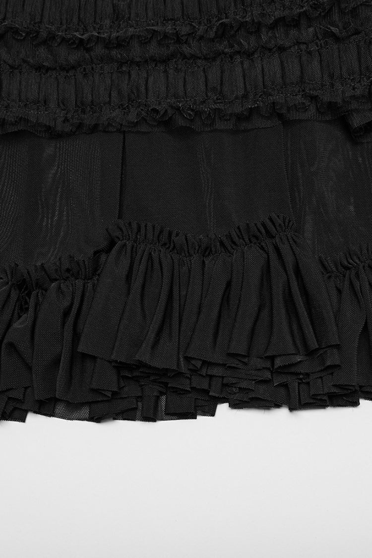 Black Ruffle Stitching Mesh Women's Gothic Leg Warmers - Product - 7