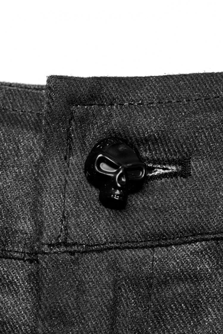 Black Lace-Up Straps  Big-pocket Men's Punk Pants - Product - 8