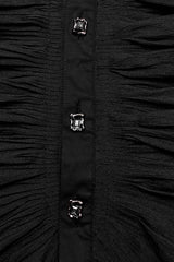 Black Stand Collar Lantern Sleeves Print Ruffle Lace Men's Gothic Blouse - Product - 8