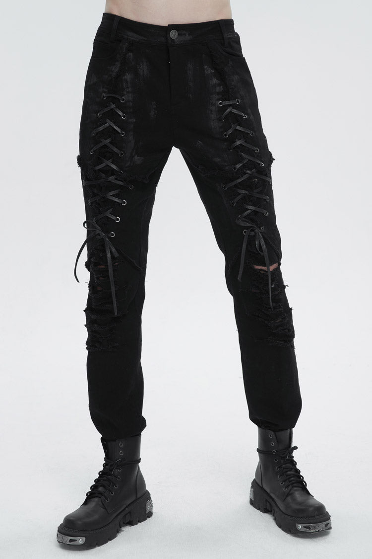 Black Personalities Strappy Distressed Men's Punk Pants - Product - 2