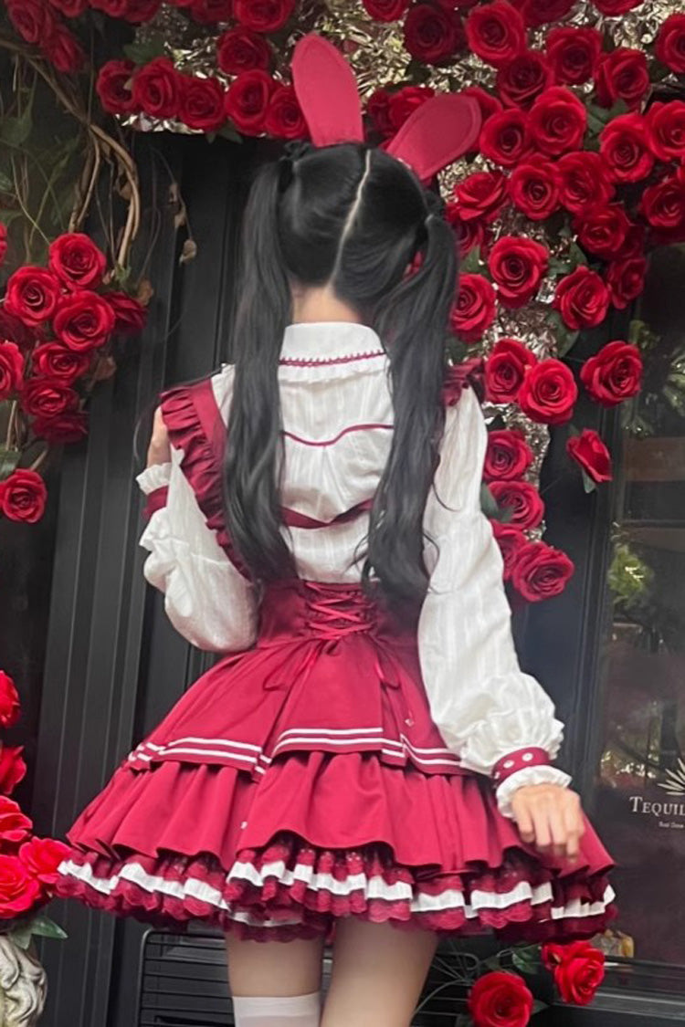 Officer Rabbit Multi-layer Ruffle Sweet Lolita Strap Dress 4 Colors - Product - 11