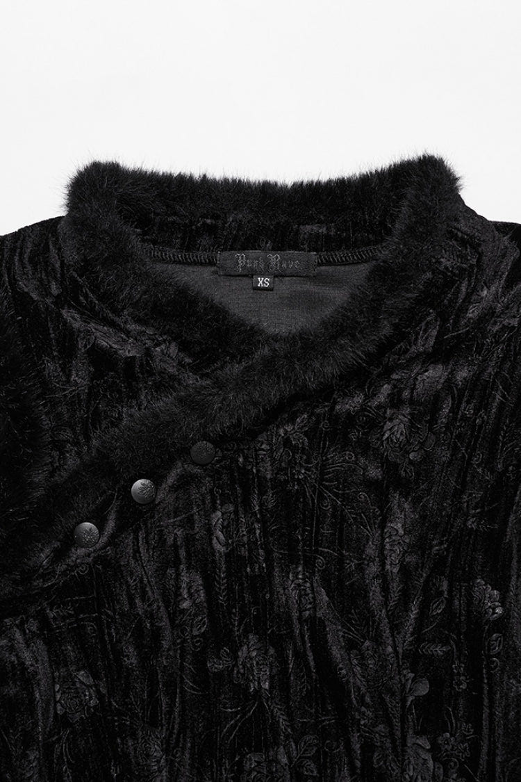 Black Jacquard Ripped Women's Gothic Dress with Oversleeves - Product - 6