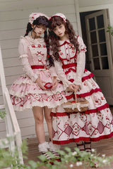 Pink Triple-Layered [Apple Orchard] Print Ruffle Embroidery Sweet Lolita Short Skirt - Product - 7