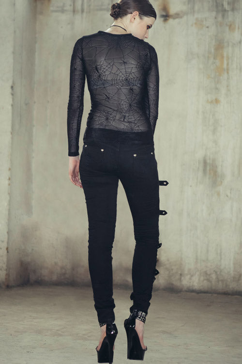 Black Punk Loops Broken Holes Womens Pants - Product - 6