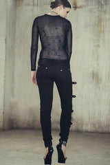 Black Punk Loops Broken Holes Womens Pants - Product - 6