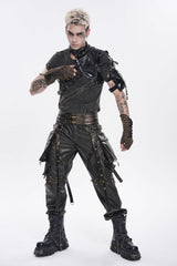 Black Lace-Up Slim Asymmetric Buckled Eyelet Men's Punk Cool Accessory Body Harness - Product - 4