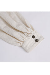 Beige Stand Collar Lantern Sleeves Multi-layer Ruffle Men's Gothic Blouse - Product - 10