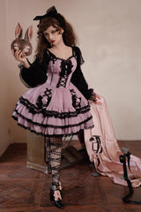 Black/Purple Dance Music Long Sleeves Multi-layer Ruffle Bowknot Sweet Princess Lolita Dress - Product - 7