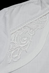White Stand Collar Long Lantern Sleeves Floral Jacquard Men's Gothic Blouse - Product - 5
