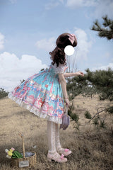 Green Doll Playground Print Ruffle Bowknot Sweet Lolita Jsk Dress - Product - 5