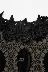Coffee Long Puff Sleeves Print Embroidery Women's Gothic Blouse - Product - 5