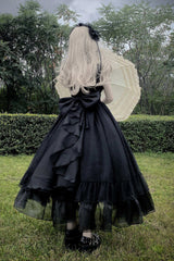Black [Moonlight Sonata] Ruffle Cardigan Bowknot Lace Gothic Vintage Lolita Jsk Dress - Product - 9