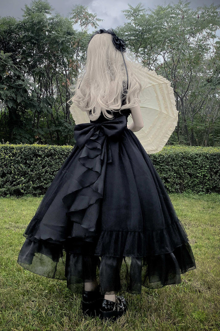 Black [Moonlight Sonata] Ruffle Cardigan Bowknot Lace Gothic Vintage Lolita Jsk Dress - Product - 9