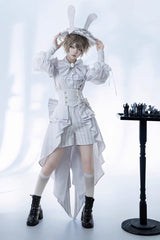 White Rabbit Theater Striped Print Ouji Fashion Handsome Lolita Shorts - Product - 5