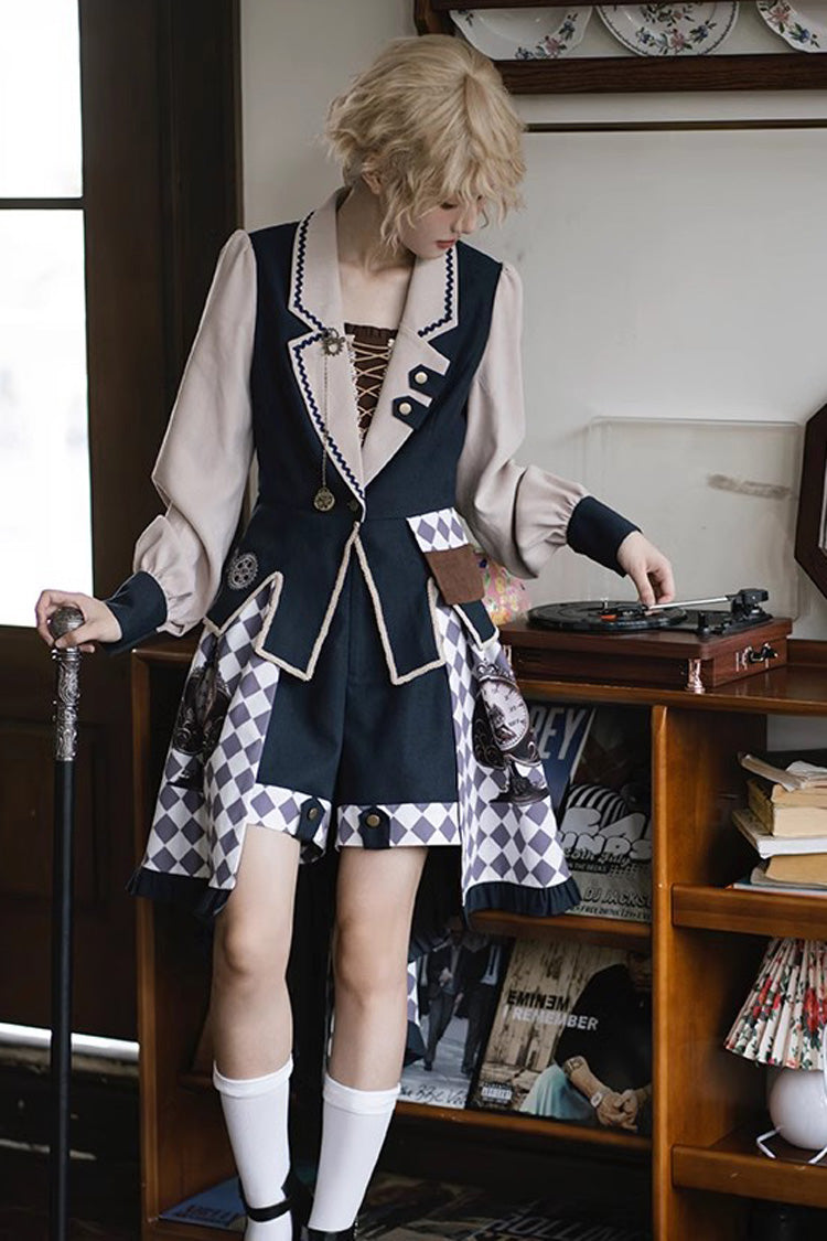 Multi-Color Time Traveler Embroidery Print Punk Ouji Fashion Lolita Set - Product - 3