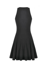 Black Cross Plunging Sleeveless Side Corset Lace-Up Women's Gothic Short Dress - Product - 17