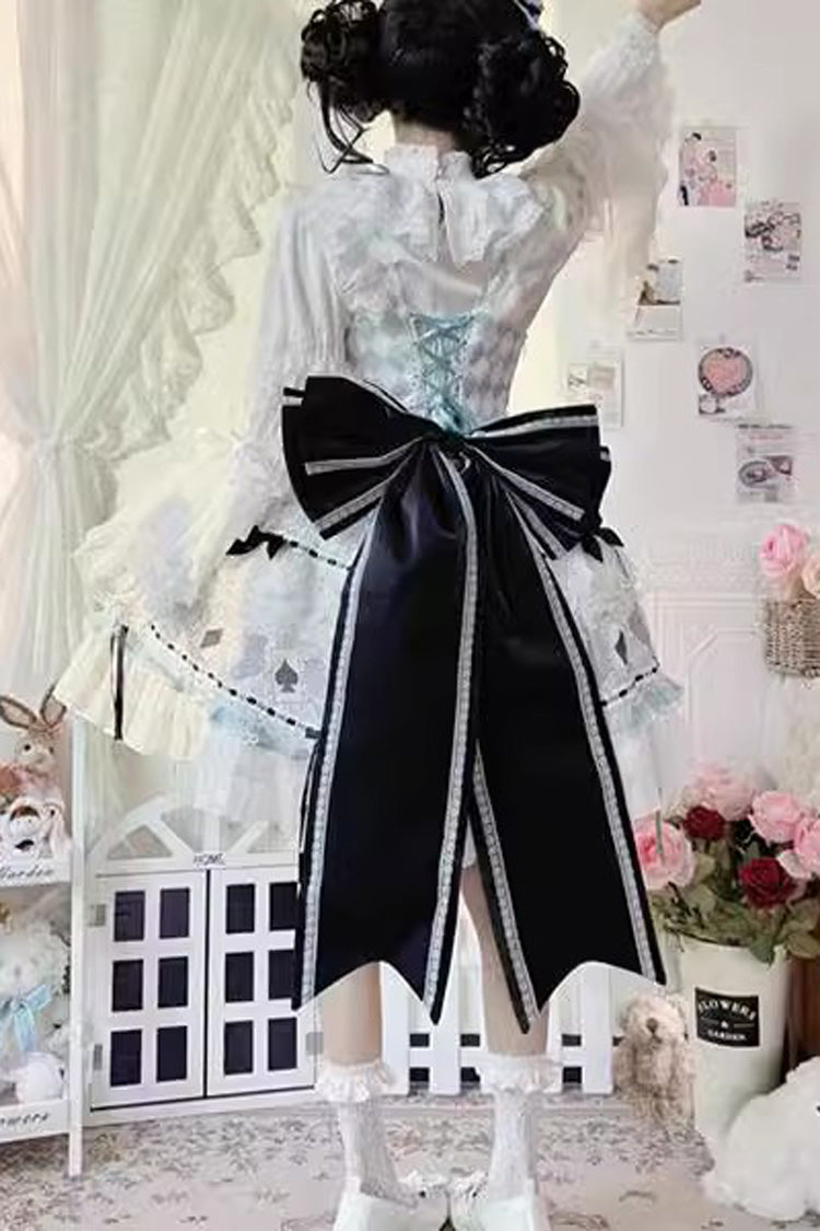 Mint Green [Bamboo Overture] Sleeveless Print Ruffle Bowknot Lace Sweet Lolita Dress - Product - 3