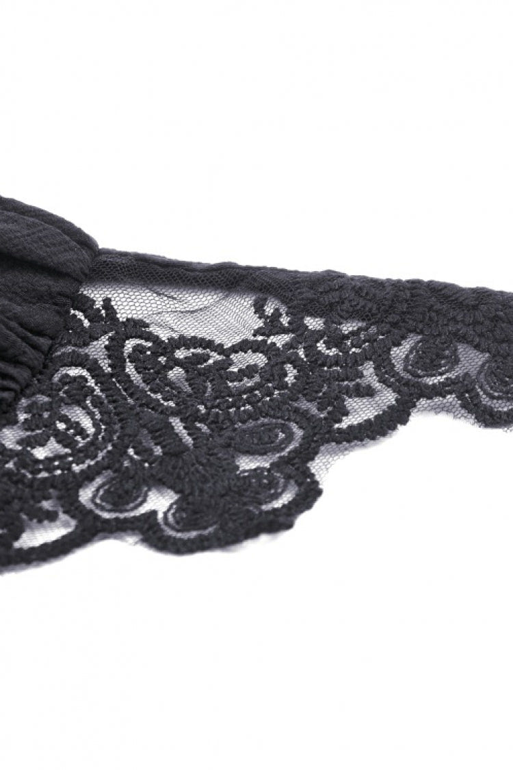 Black Women's Gothic Vintage Long Flared Sleeves Lace Splice Shrug - Product - 14