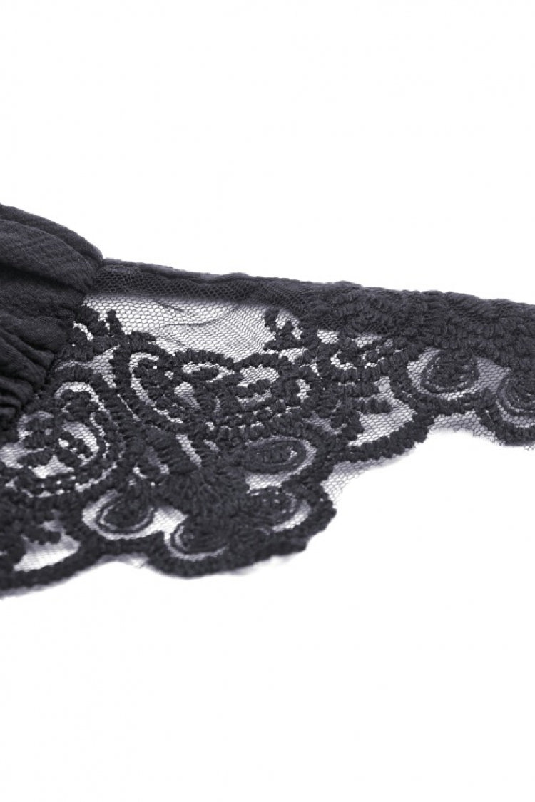 Black Women's Gothic Vintage Long Flared Sleeves Lace Splice Shrug - Product - 14