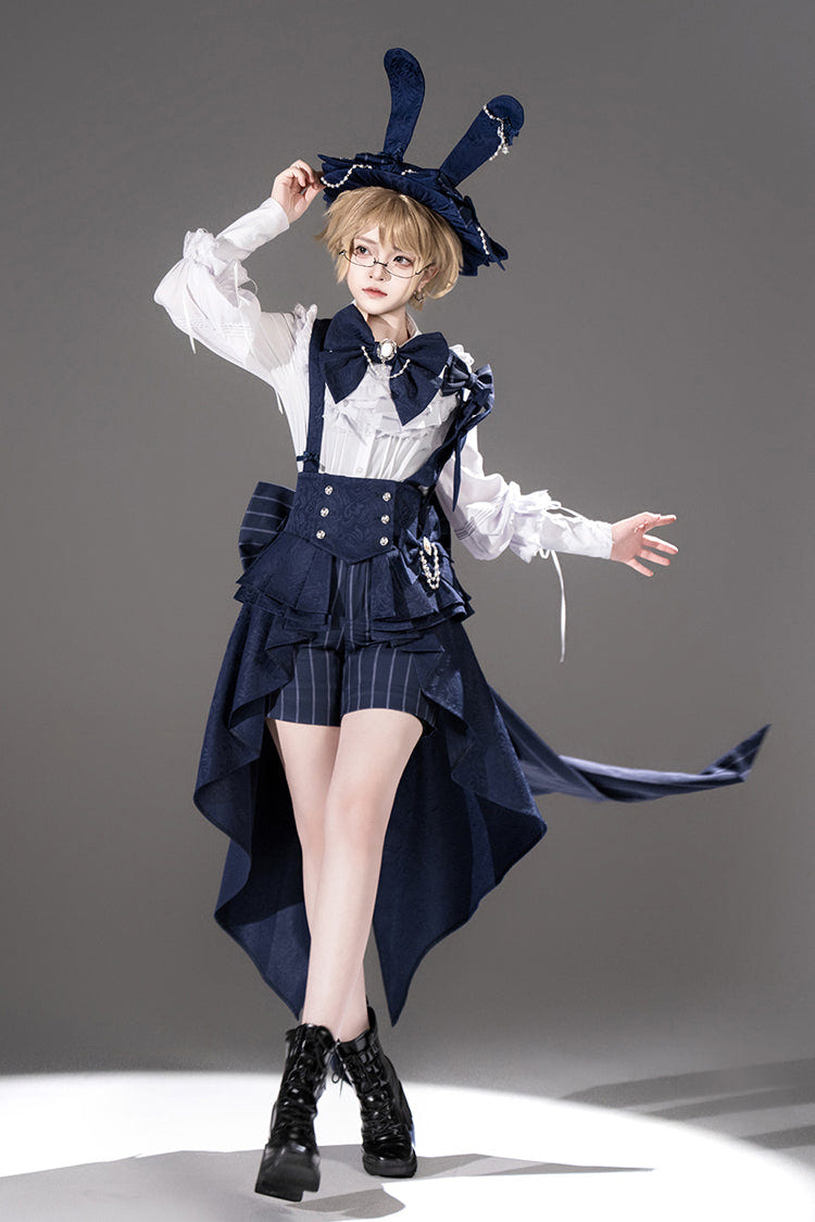 Blue Rabbit Theater Vertical Stripes Print Ouji Fashion Sweet Prince Cool Lolita Shorts - Product - 6