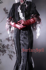 Black Faux Leather Snake Print Flared Fishbone Mermaid Gothic Lolita Skirt - Product - 5