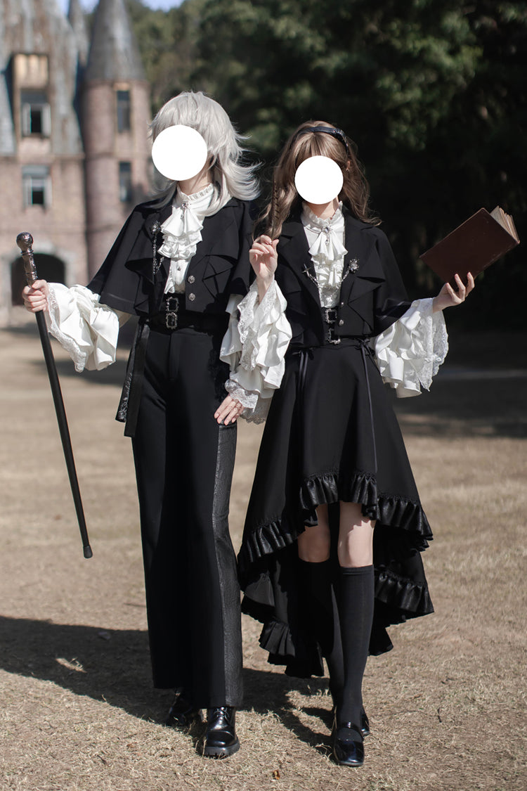 Black [Day and Night Song] Long Sleeves Ruffle Ouji Gothic Lolita Skirt Blouse - Product - 12