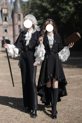 Black [Day and Night Song] Long Sleeves Ruffle Ouji Gothic Lolita Skirt Blouse - Product - 12