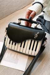 Piano Notes Embroidery Sweet Classic Lolita Shoulder Bag 3 Colors - Black/White - 1