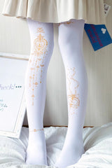 White Hot Stamping Print Sweet Lolita Pantyhose 11 Styles - Style7 - 7