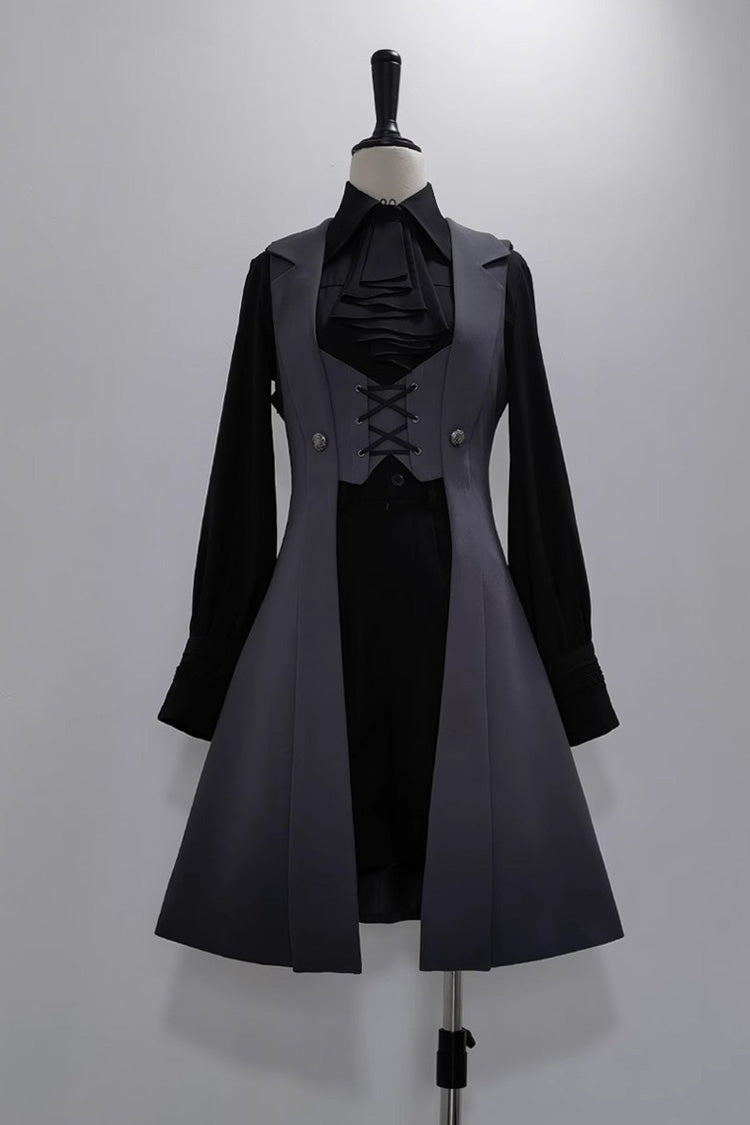 Black/Grey Dark Night Overture Gothic Vintage Ouji Fashion Lolita Vest - Black/Grey - 1