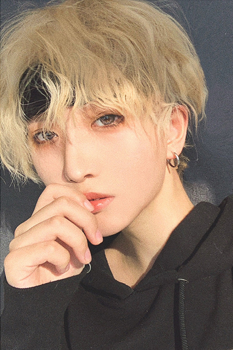 Yellow Aluminium Foil Perm Fluffy Handsome Ouji Wig - Product - 4