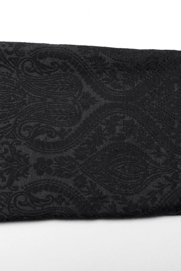 Black Jacquard Floral Print Decal Decoration Men's Gothic Pants - Product - 8