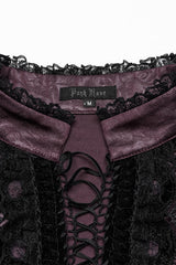 Red Stand Collar Long Sleeves Ruffle Embroidery Lace-Up Plunging Rose Men's Gothic Blouse - Product - 5