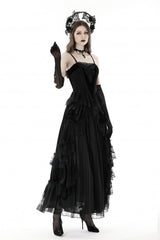 Black Sleeveless Floral Embroidered Velvet Women's Gothic Corset - Product - 12