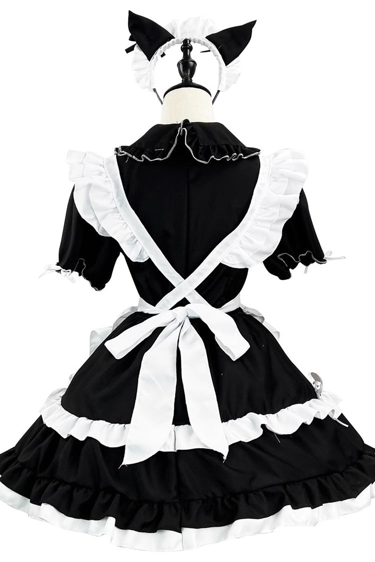 Black/White Maid Short Sleeves Ruffle Plus Size Sweet Lolita Dress - Product - 6