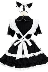 Black/White Maid Short Sleeves Ruffle Plus Size Sweet Lolita Dress - Product - 6