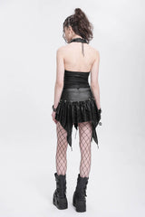 Black High Waisted Ruffle Irregular Women's Punk Skirt - Product - 7
