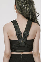Black Post-Apocalyptic Rivets Skull Women's Steampunk Adjustable Strap Bag - Product - 3