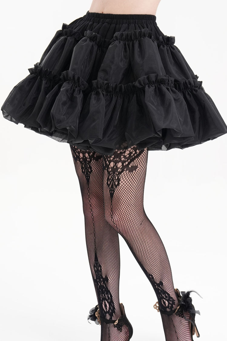 Black Bubble Ruffle Mesh Women's Gothic Skirt - Product - 6