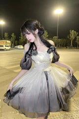 Gradient Gorgeous Bowknot Strawberry Princess Hanayome Short Sweet Lolita Jsk Dress 4 Colors - Ink - 1