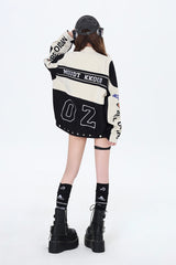 [Biker Girl] Long Sleeves Print Embroidery Zipper Detachable Jirai Kei Coat 3 Colors - Product - 24