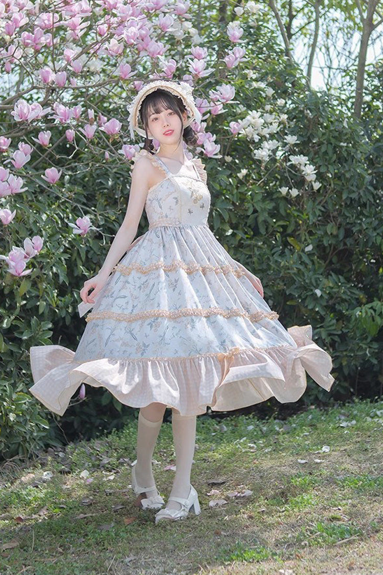 Multi-Color Cherry Butterfly Printed Embroidered Ruffle Sweet Lolita JSK Dress - Product - 8
