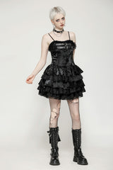 Black Sleeveless Multi-Layered Ruffled Women's Punk Party Slip Dress Graduation Dress - Product - 9