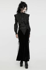 Black Ruffle Rose Embroidery Lace-Up Women's Gothic Fishtailed Skirt - Product - 4