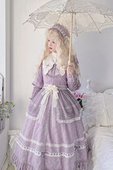 Purple Cross Dark Church Elegant Lace Long Sleeves Ruffled Classic Lolita OP Dress - Product - 3